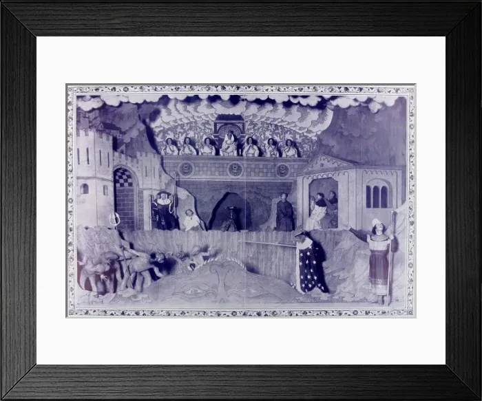 Framed Print : Miracle Play showing Saladin on the way to Hell, 1910 Framed Print : Miracle Play showing Saladin on the way to Hell, 1910