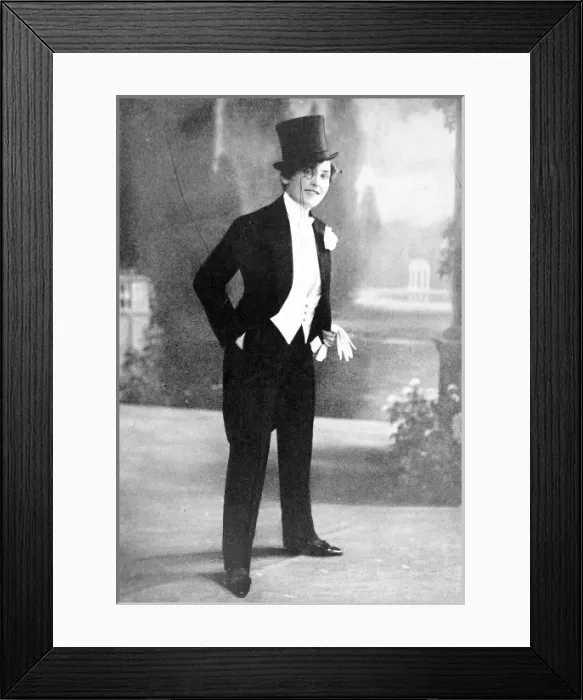 Framed Print : Miss Madge Lessing as a modern dandy 1910 Framed Print : Miss Madge Lessing as a modern dandy 1910