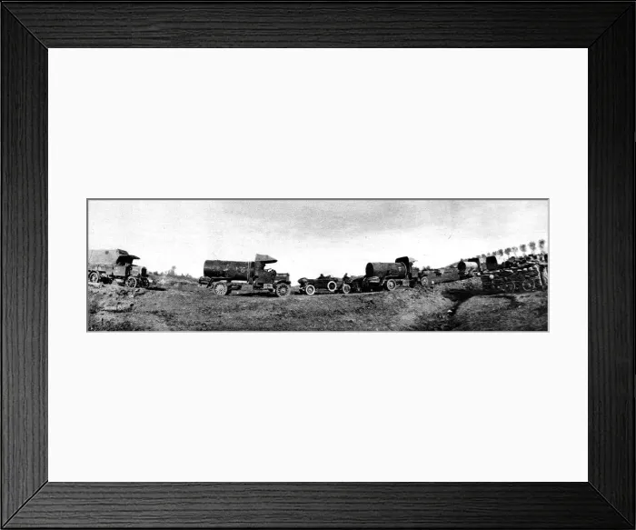 Framed Print : Convoy of Water trucks heading for the front; First World Wa Framed Print : Convoy of Water trucks heading for the front; First World Wa