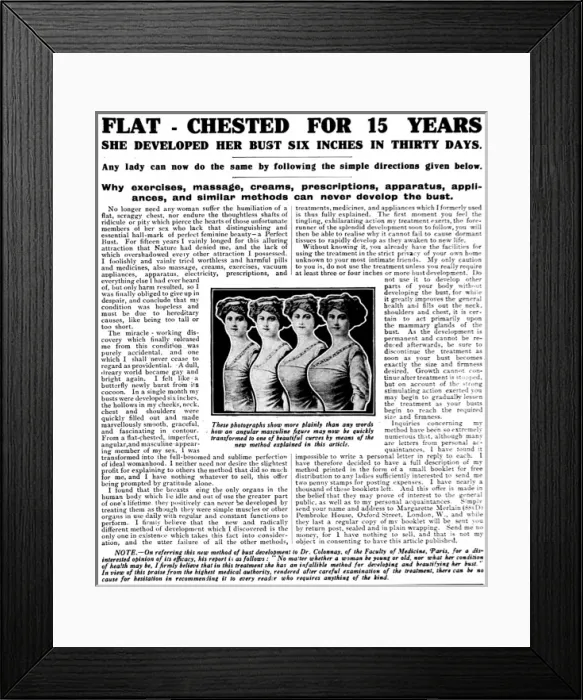 Framed Print : Bust Enhancement Advertisement, 1916 Framed Print : Bust Enhancement Advertisement, 1916