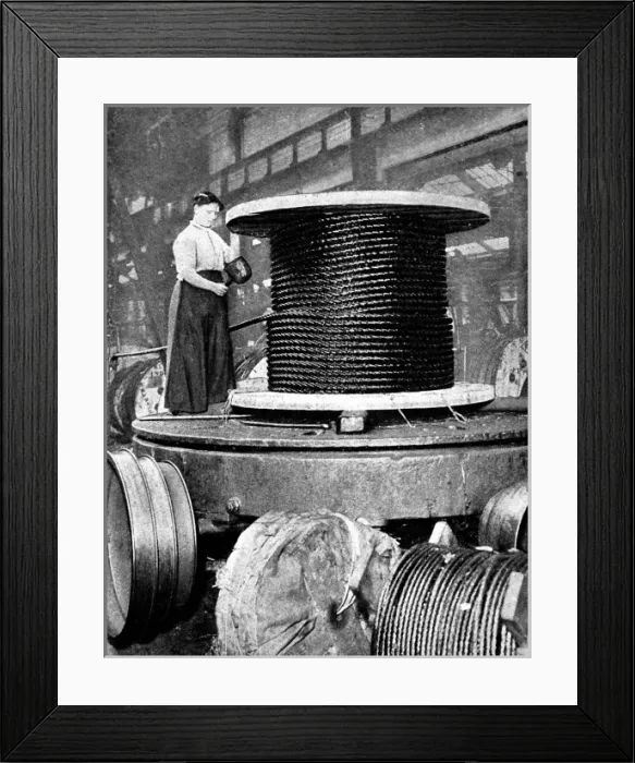 Framed Print : Woman working in a rope works, 1916 Framed Print : Woman working in a rope works, 1916