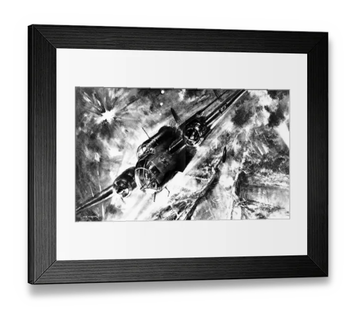 Framed Print : Flight-Lt. Learoyd attacking the Dortmund-Ems Canal; Second Framed Print : Flight-Lt. Learoyd attacking the Dortmund-Ems Canal; Second
