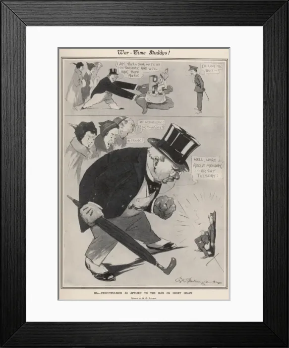 Framed Print : Frightfulness as applied to a man on short leave Framed Print : Frightfulness as applied to a man on short leave