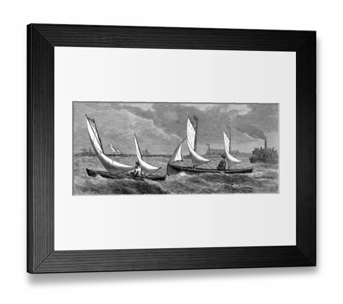 Framed Print : Sailing Canoe Race in the Solent, 1871