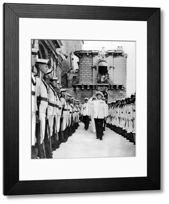 Framed Print : Admiral Dzara inspecting Royal Marines, Malta, Second World Framed Print : Admiral Dzara inspecting Royal Marines, Malta, Second World