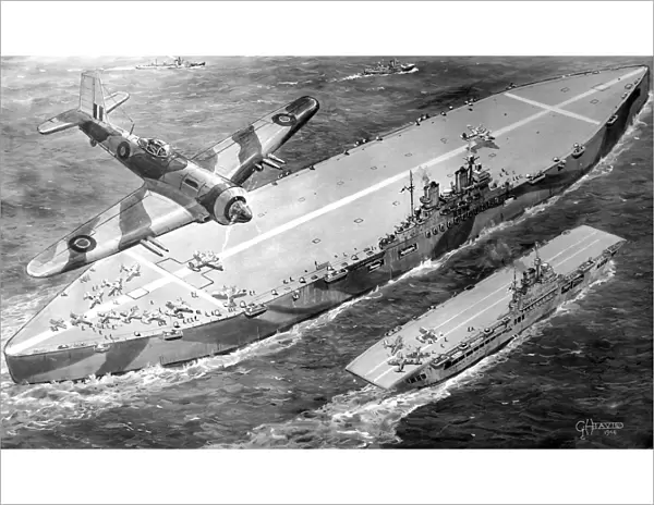 HMS Habbakuk with HMS Indefatigable, 1946