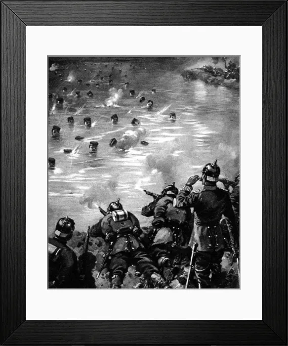 Framed Print : German Infantry practising shooting at painted bladders