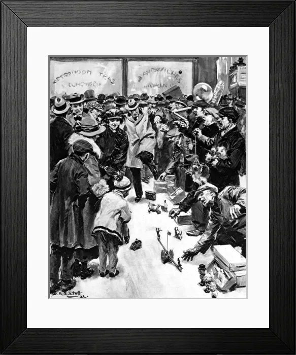 Framed Print : Street Toysellers and their wares, Strand, London, 1922 Framed Print : Street Toysellers and their wares, Strand, London, 1922