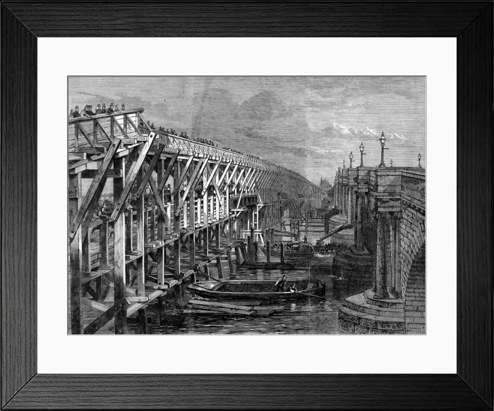Framed Print : Temporary Wooden Bridge at Blackfriars, London, 1864 Framed Print : Temporary Wooden Bridge at Blackfriars, London, 1864