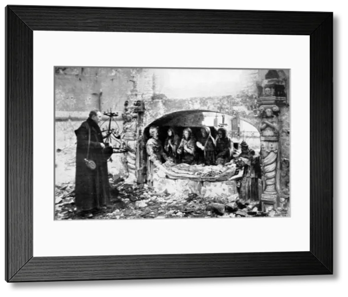 Framed Print : Comparatively undamaged amidst all the shells: The remarkable escape of one of the monuments in Ramscapelle