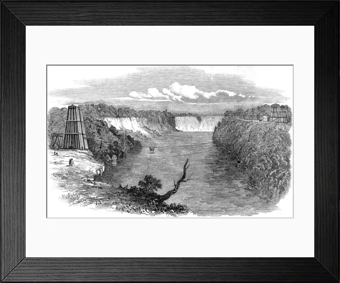 Framed Print : Construction of the Niagara Falls Suspension Bridge, 1849 Framed Print : Construction of the Niagara Falls Suspension Bridge, 1849