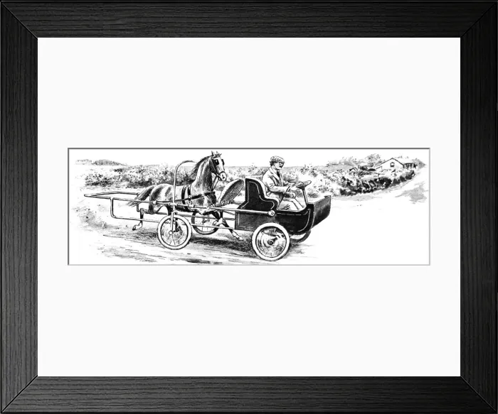 Framed Print : Horse-powered Four Wheel Vehicle, 1921 Framed Print : Horse-powered Four Wheel Vehicle, 1921