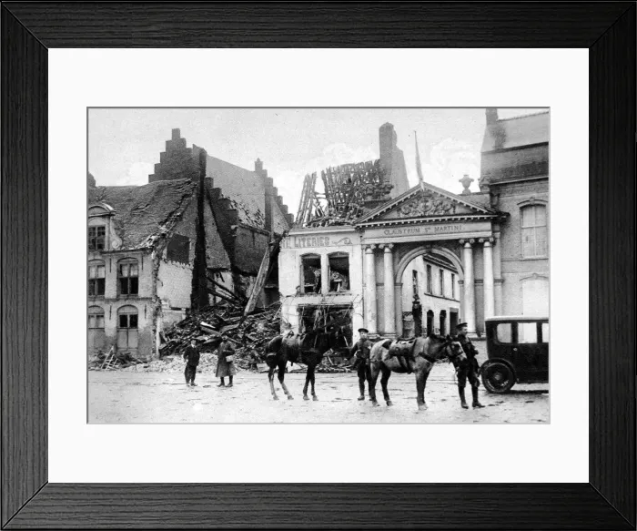 Framed Print : The former capital of West Flanders damaged by German shells: A house wrecked next to the claustrum St Framed Print : The former capital of West Flanders damaged by German shells: A house wrecked next to the claustrum St