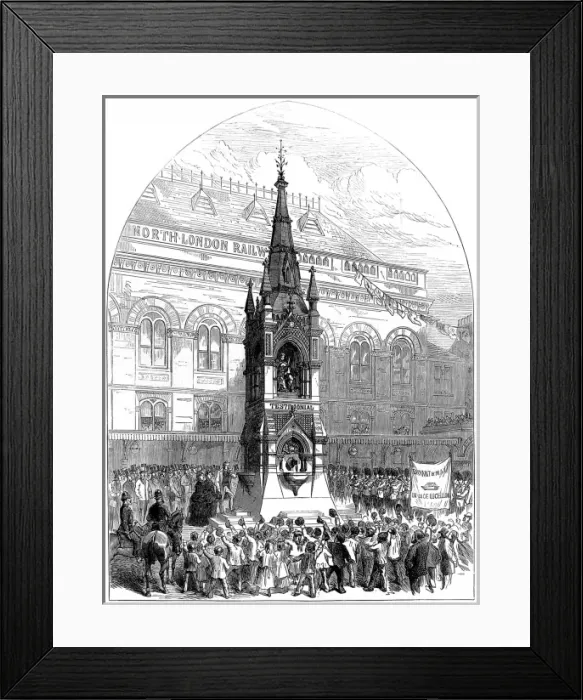 Framed Print : Drinking Fountain outside Bow Station, London, 1872 Framed Print : Drinking Fountain outside Bow Station, London, 1872