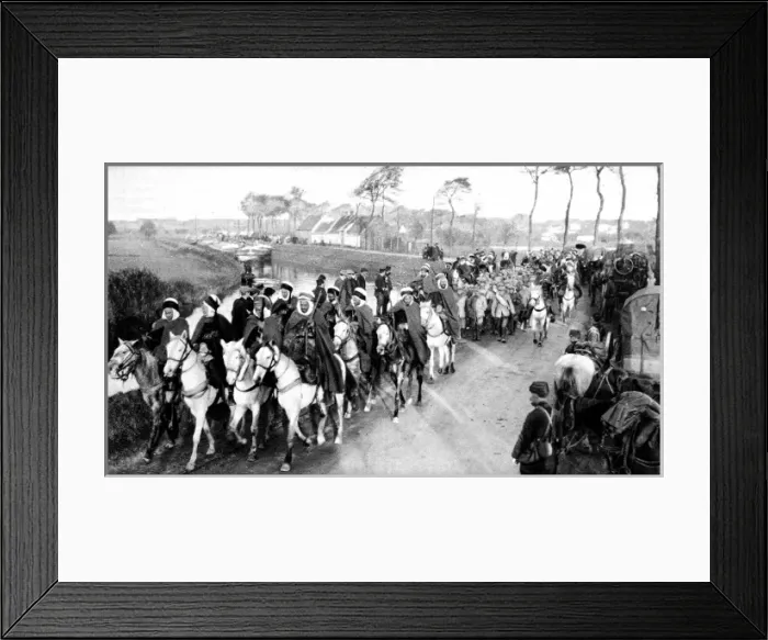 Framed Print : Algerian light cavalry escorting captured Germans Framed Print : Algerian light cavalry escorting captured Germans