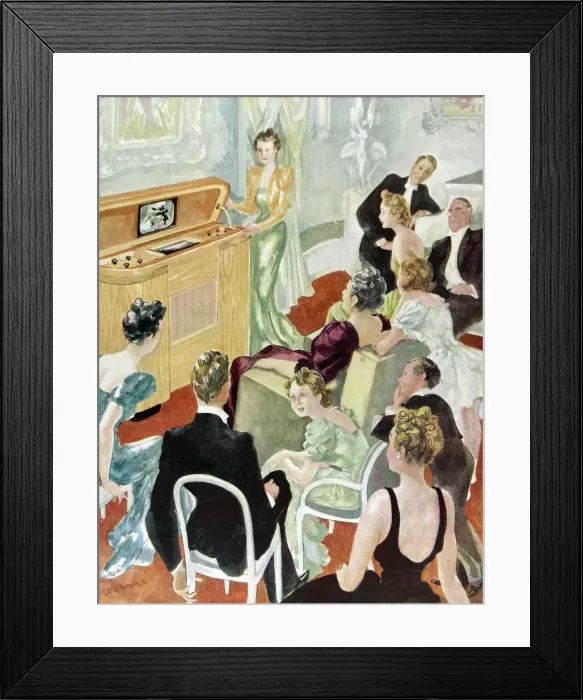 Framed Print : People watching Television at home, 1946 Framed Print : People watching Television at home, 1946