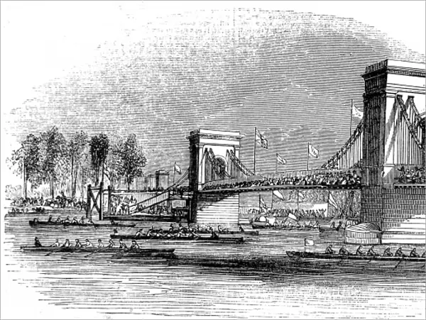Rowing Boats passing under Hammersmith Bridge, London, 1843