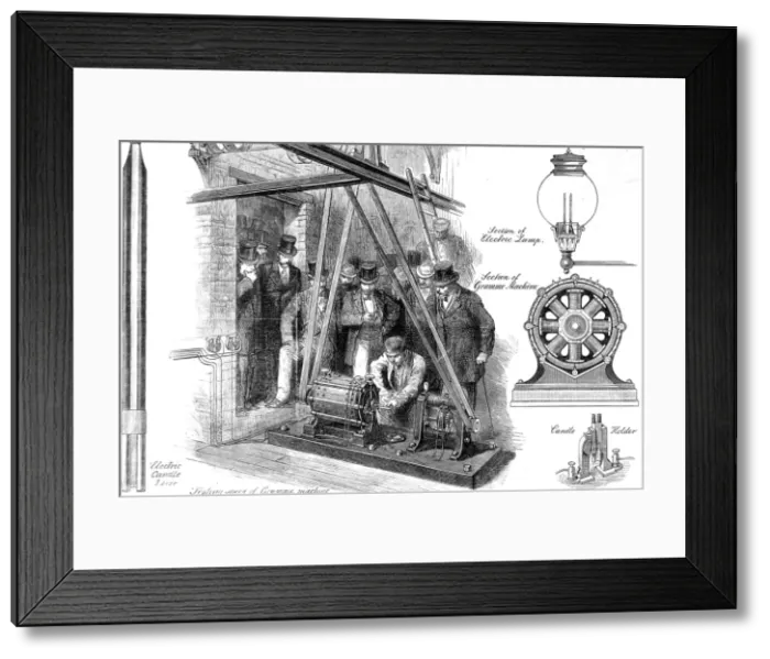 Framed Print : The Gramme Electricity Machine and Light, 1878 Framed Print : The Gramme Electricity Machine and Light, 1878