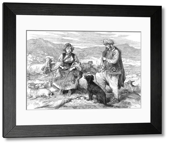 Framed Print : Dalmatian Shepherd and Shepherdess, 1875 Framed Print : Dalmatian Shepherd and Shepherdess, 1875