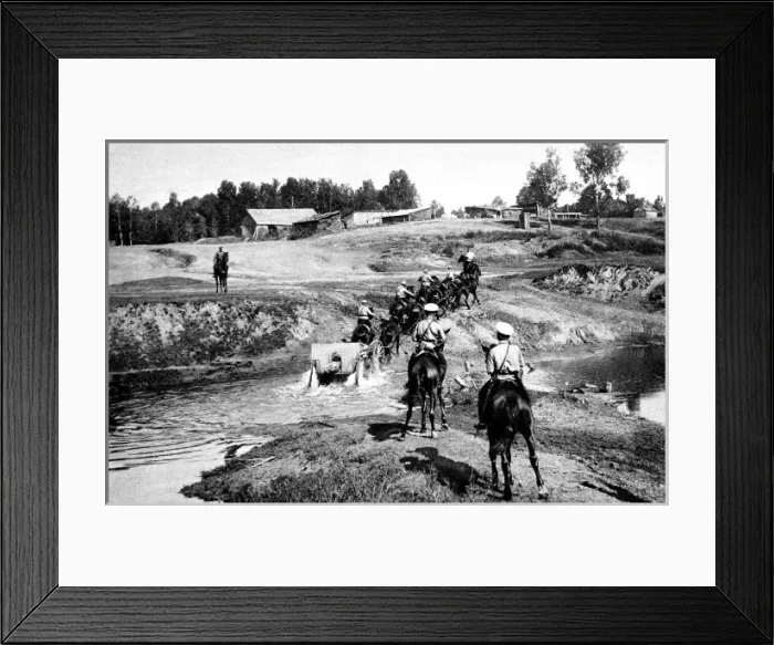 Framed Print : A Russian gun team crossing a stream in Galicia Framed Print : A Russian gun team crossing a stream in Galicia