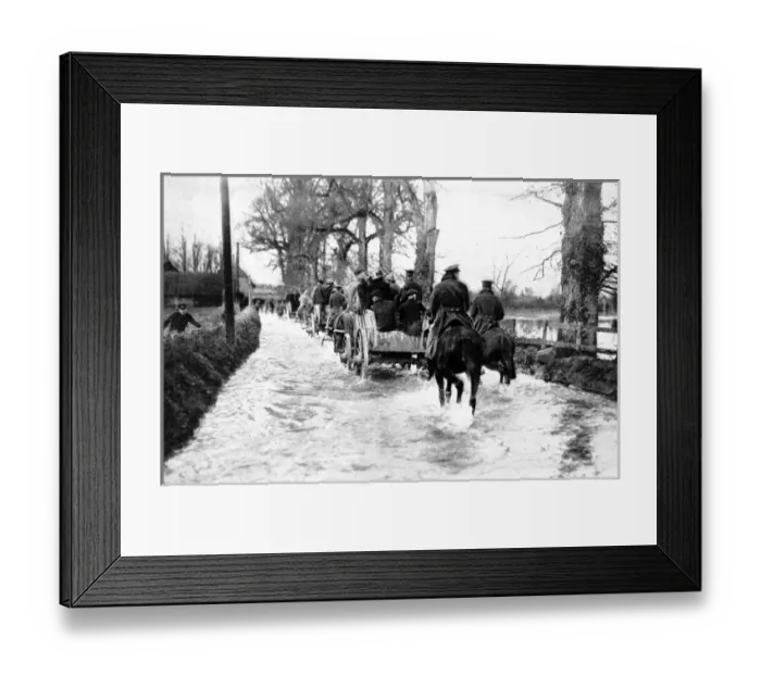 Framed Print : Canadian transport in a flooded road at Larkhill Framed Print : Canadian transport in a flooded road at Larkhill