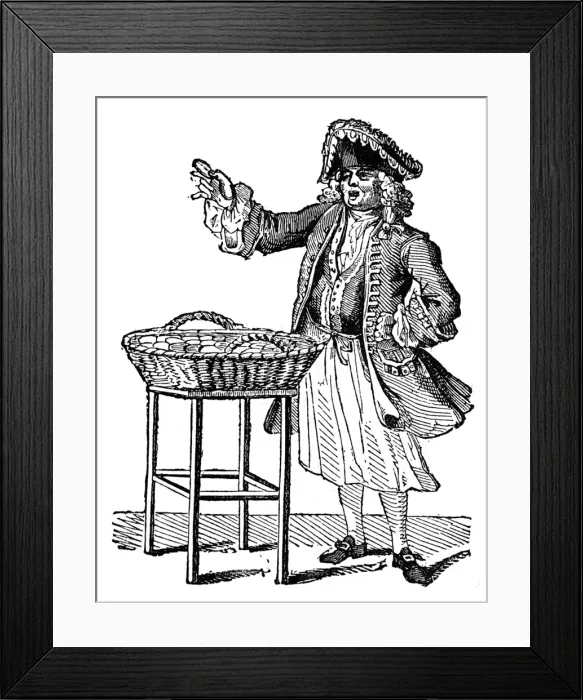 Framed Print : Gingerbread Seller in Mayfair, London, 18th century Framed Print : Gingerbread Seller in Mayfair, London, 18th century