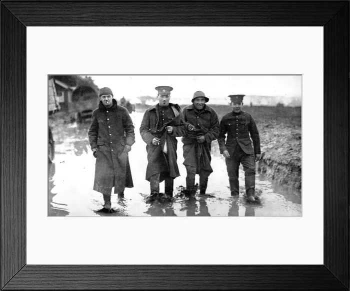 Framed Print : Canadian soldiers training for the front, in the mud and water of Salisbury Plain Framed Print : Canadian soldiers training for the front, in the mud and water of Salisbury Plain