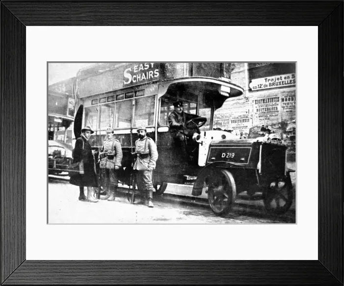 Framed Print : An English M. E. T. motor bus in the hands of German soldiers Framed Print : An English M. E. T. motor bus in the hands of German soldiers