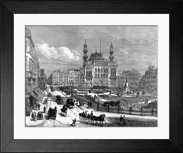 Framed Print : Leicester Square, London, 1874 Framed Print : Leicester Square, London, 1874