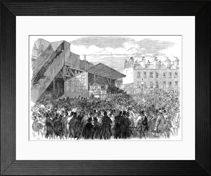Framed Print : The Hustings in Borough Road, Southwark, 1870 Framed Print : The Hustings in Borough Road, Southwark, 1870