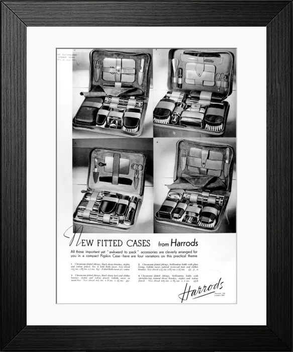 Framed Print : Harrods Advertisement for Toiletries Cases, 1935 Framed Print : Harrods Advertisement for Toiletries Cases, 1935