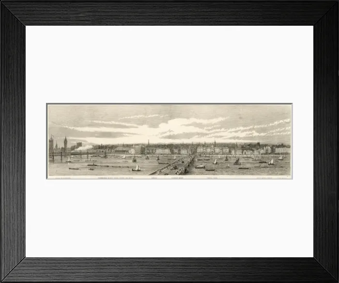 Framed Print : North Bank of the Thames from Westminster to Temple, London