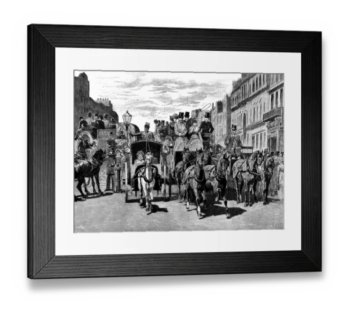 Framed Print : Horse-Drawn Carriages in Piccadilly, London, 1883 Framed Print : Horse-Drawn Carriages in Piccadilly, London, 1883