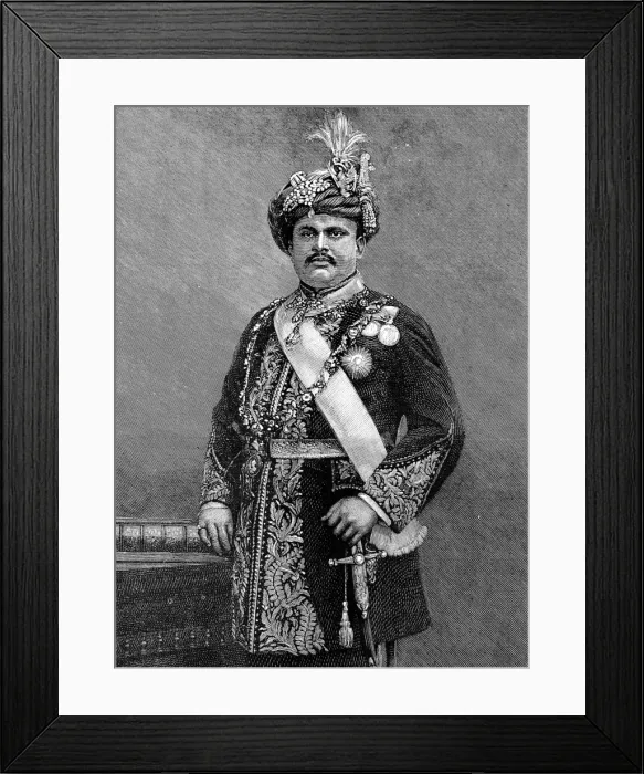 Framed Print : Maharajah Takhtsingjie, Maharajah of Bhownugar, 1893 Framed Print : Maharajah Takhtsingjie, Maharajah of Bhownugar, 1893