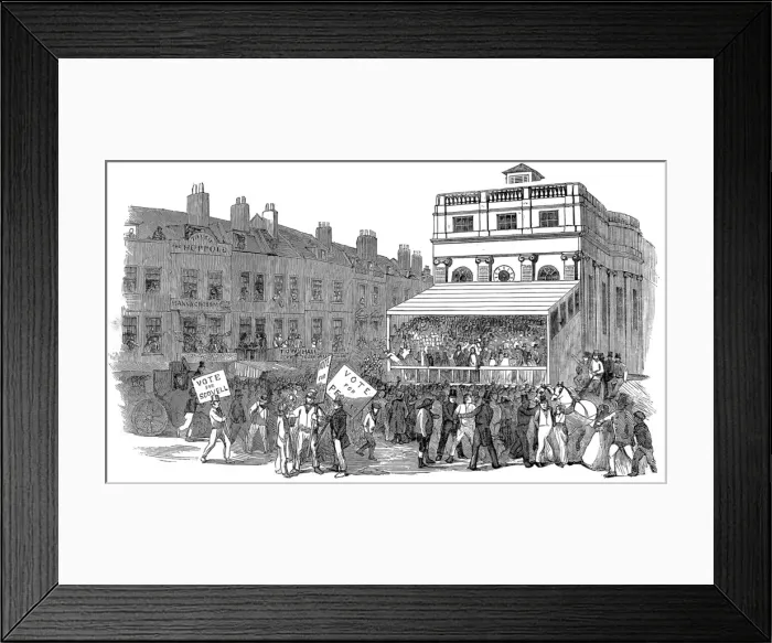 Framed Print : The Hustings at Southwark Town Hall, London, 1852 Framed Print : The Hustings at Southwark Town Hall, London, 1852
