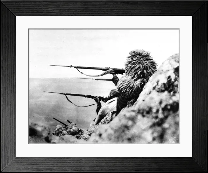 Framed Print : A Montenegrin soldier with a head covering of sheep skin Framed Print : A Montenegrin soldier with a head covering of sheep skin