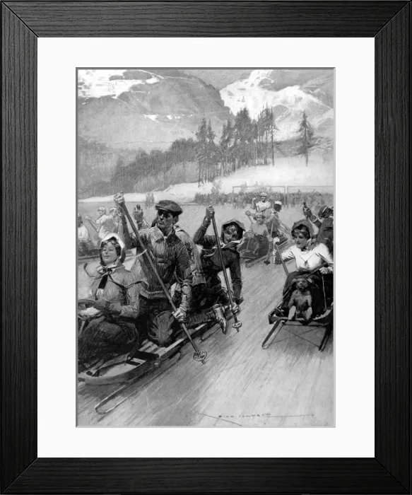 Framed Print : Bobsleigh Races on an ice-rink, St. Moritz, 1909 Framed Print : Bobsleigh Races on an ice-rink, St. Moritz, 1909
