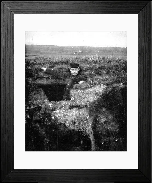 Framed Print : A French soldier stood in a trench at Arras Framed Print : A French soldier stood in a trench at Arras