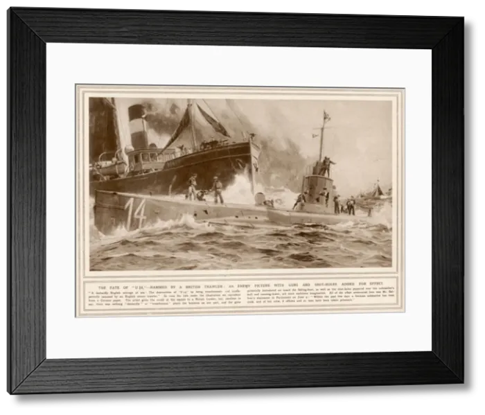 Framed Print : U14 rammed by British trawler Framed Print : U14 rammed by British trawler