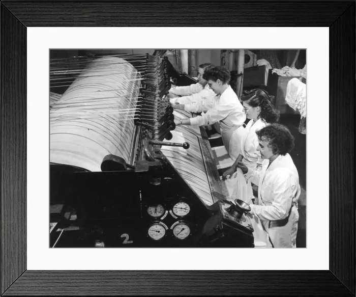 Framed Print : Cloth production - Factory Workers Framed Print : Cloth production - Factory Workers