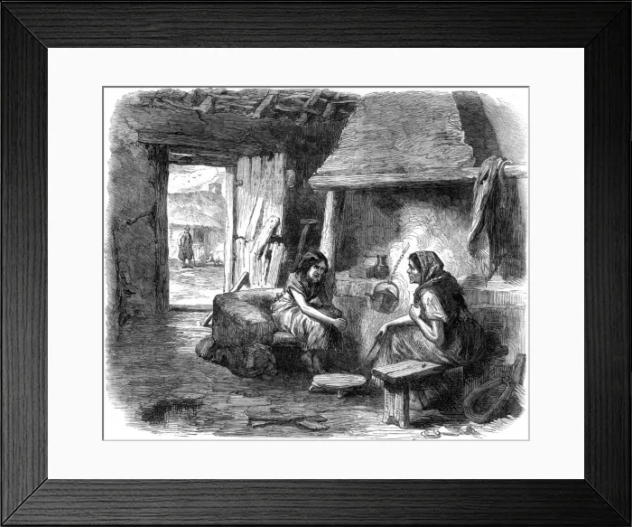 Framed Print : Interior of a mud cabin in Kildare, Ireland Framed Print : Interior of a mud cabin in Kildare, Ireland