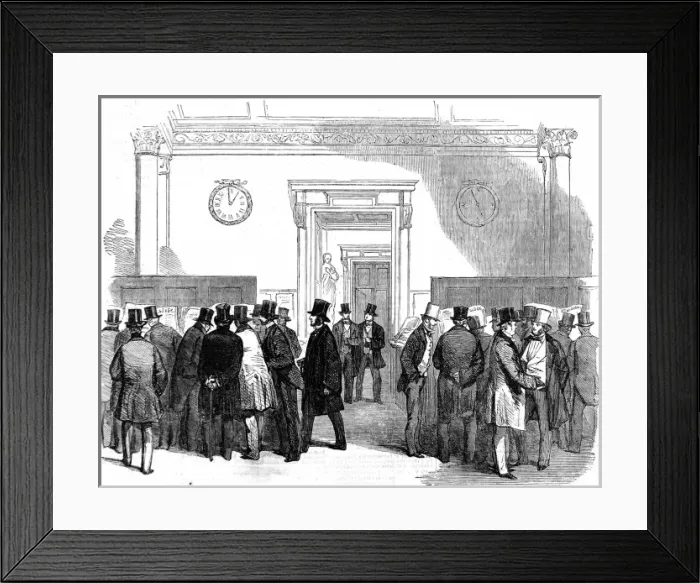 Framed Print : Lloyds Merchant Room, London, 1854 Framed Print : Lloyds Merchant Room, London, 1854