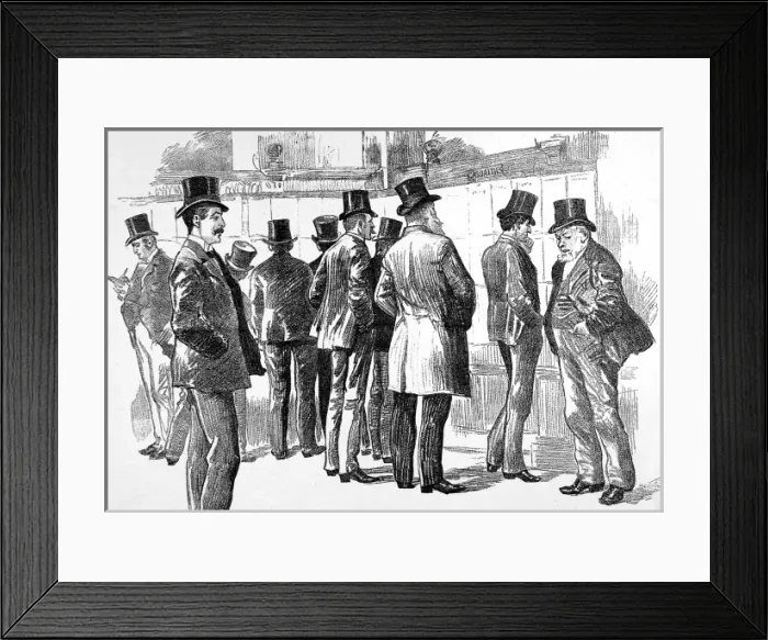 Framed Print : Lloyds Underwriters viewing the Casualties Board, 1890 Framed Print : Lloyds Underwriters viewing the Casualties Board, 1890