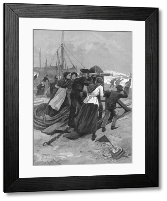 Framed Print : Fisher folk awaiting a boat, 1895 Framed Print : Fisher folk awaiting a boat, 1895