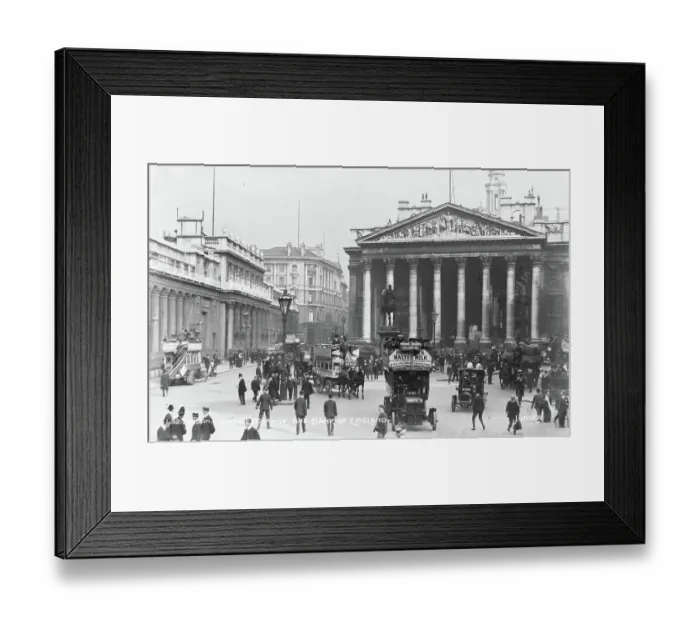 Framed Print : Royal Exchange and Bank of England in Historical London Framed Print : Royal Exchange and Bank of England in Historical London