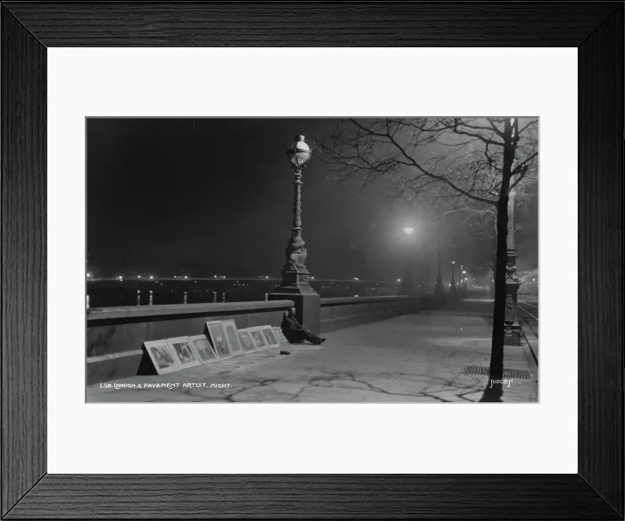 Framed Print : London Pavement Artist at Night Framed Print : London Pavement Artist at Night