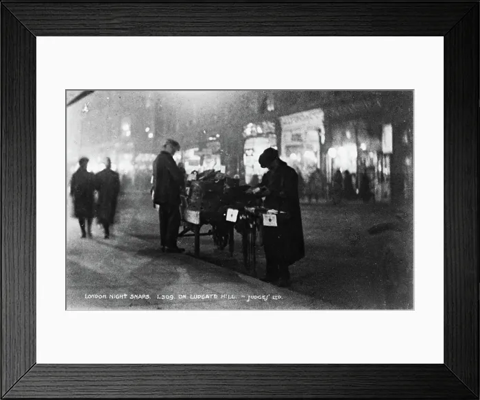 Framed Print : Night Scene on Ludgate Hill