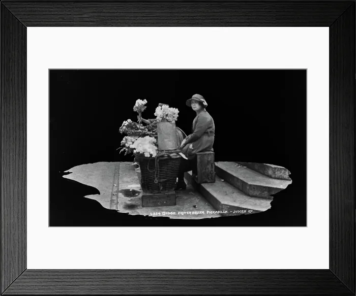 Framed Print : Flower Seller in Piccadilly, London Framed Print : Flower Seller in Piccadilly, London