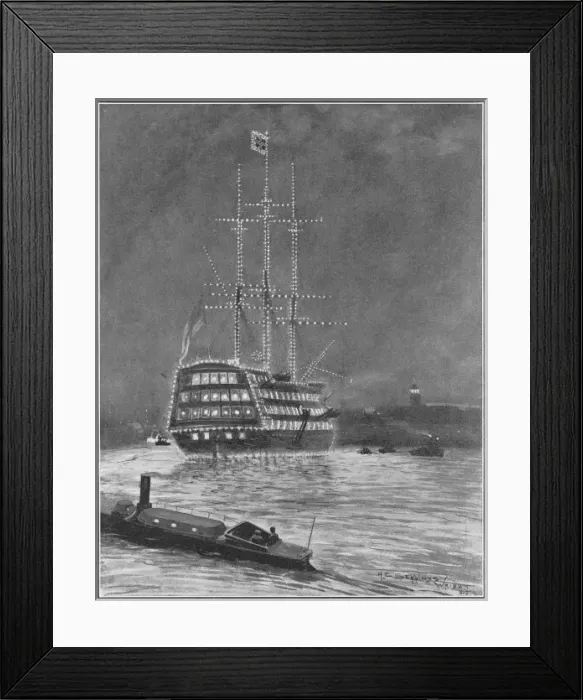 Framed Print : H. M. S. Victory illuminated at night Framed Print : H. M. S. Victory illuminated at night