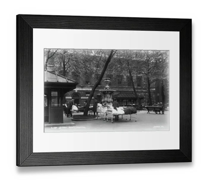 Framed Print : Patients in the Courtyard of Barts Hospital Framed Print : Patients in the Courtyard of Barts Hospital
